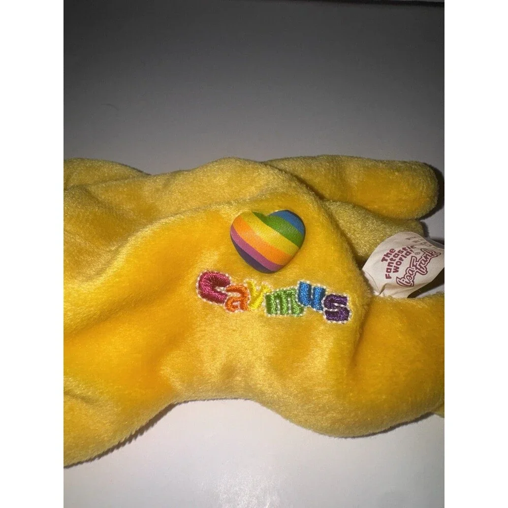 Vintage 1998 Lisa Frank Caymus Yellow Puppy Dog Fantastic Beans Plush 8”